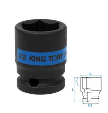 Головка торцевая ударная шестигранная 1/2", 22 мм KING TONY 453522M