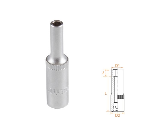 Головка торцевая глубокая шестигранная 1/4", 4 мм AFFIX AF00120004 Головка торцевая глубокая шестигранная 1/4", 4 мм AFFIX AF00120004