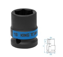 Головка торцевая ударная шестигранная 1/2", 18 мм KING TONY 453518M