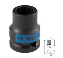 Головка торцевая ударная двенадцатигранная 1/2", 15 мм KING TONY 453015M