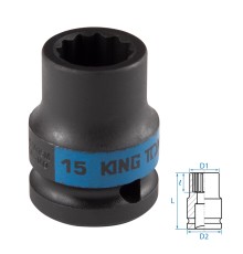 Головка торцевая ударная двенадцатигранная 1/2", 15 мм KING TONY 453015M