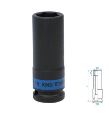 Головка торцевая ударная глубокая шестигранная 1/2", 19 мм KING TONY 443519M
