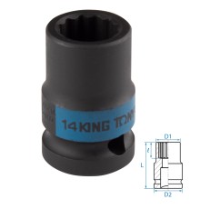 Головка торцевая ударная двенадцатигранная 1/2", 14 мм KING TONY 453014M
