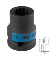 Головка торцевая ударная двенадцатигранная 1/2", 16 мм KING TONY 453016M