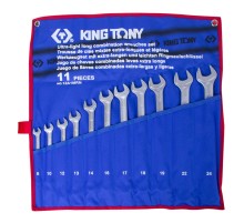 Набор комбинированных удлиненных ключей, 8-24 мм, чехол из теторона, 11 предметов KING TONY 12A1MRN