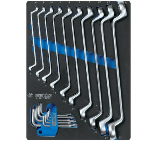 Набор накидных ключей и Torx L-образных, ложемент, 19 предметов KING TONY 9-90119MRV Набор накидных ключей и Torx L-образных, ложемент, 19 предметов KING TONY 9-90119MRV