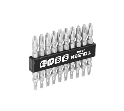 Набор вставок (бит) торцевых 1/4", PH2 х 5,5х0,8 мм, 65 мм, двухсторонних, 10 предметов TOLSEN TT20361