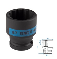 Головка торцевая ударная двенадцатигранная 1/2", 27 мм KING TONY 453027M