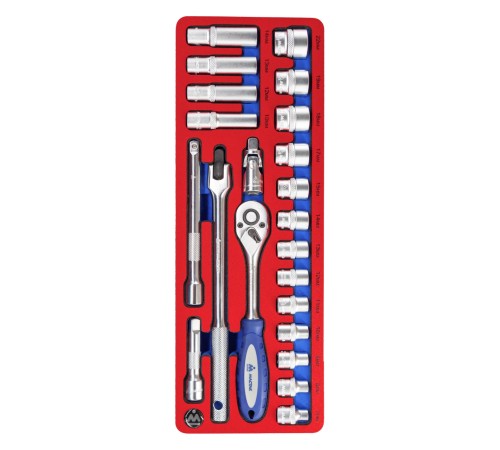 Набор торцевых головок 3/8” с принадлежностями, ложемент, 22 предмета МАСТАК 5-003222