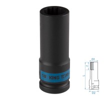 Головка торцевая ударная глубокая двенадцатигранная 1/2", 18 мм KING TONY 443018M