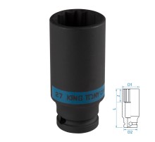 Головка торцевая ударная глубокая двенадцатигранная 1/2", 27 мм KING TONY 443027M Головка торцевая ударная глубокая двенадцатигранная 1/2", 27 мм KING TONY 443027M