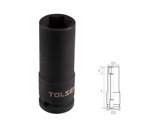 Головка торцевая ударная глубокая шестигранная 1/2", 17 мм TOLSEN TT18267 Головка торцевая ударная глубокая шестигранная 1/2", 17 мм TOLSEN TT18267