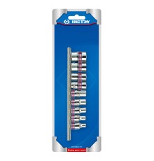 Набор торцевых головок 1/4", шестигранные, 5/32"-1/2", 9 предметов KING TONY 2509SR