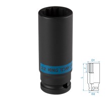 Головка торцевая ударная глубокая двенадцатигранная 1/2", 22 мм KING TONY 443022M Головка торцевая ударная глубокая двенадцатигранная 1/2", 22 мм KING TONY 443022M