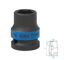 Головка торцевая ударная шестигранная 1/2", 16 мм KING TONY 453516M