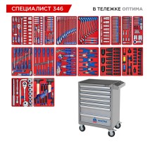 Набор инструментов 346 предметов, "СПЕЦИАЛИСТ 346", в серой тележке МАСТАК 52-07346G