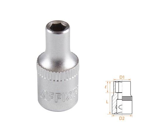 Головка торцевая стандартная шестигранная 1/4", 4 мм AFFIX AF00020004 Головка торцевая стандартная шестигранная 1/4", 4 мм AFFIX AF00020004