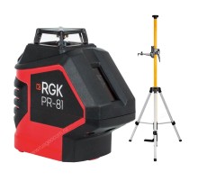 Комплект: лазерный уровень RGK PR-81 с калибровкой + штанга-упор RGK CG-2
