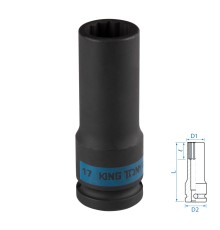 Головка торцевая ударная глубокая двенадцатигранная 1/2", 17 мм KING TONY 443017M Головка торцевая ударная глубокая двенадцатигранная 1/2", 17 мм KING TONY 443017M