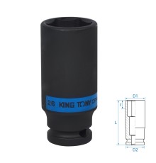 Головка торцевая ударная глубокая шестигранная 1/2", 26 мм KING TONY 443526M