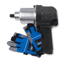 Гайковерт пневматический ударный 1/2", 678 Нм, в комплекте перчатки антивибрационные KING TONY P33411-040E