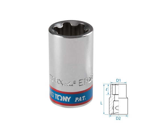 Головка торцевая TORX Plus 1/2", EP22, L = 45 мм KING TONY 433E22M Головка торцевая TORX Plus 1/2", EP22, L = 45 мм KING TONY 433E22M
