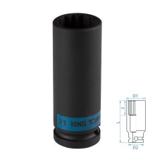 Головка торцевая ударная глубокая двенадцатигранная 1/2", 21 мм KING TONY 443021M