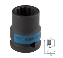 Головка торцевая ударная двенадцатигранная 1/2", 17 мм KING TONY 453017M