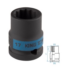 Головка торцевая ударная двенадцатигранная 1/2", 17 мм KING TONY 453017M