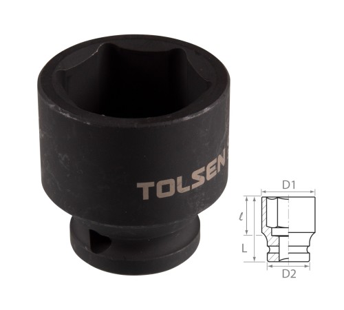 Головка торцевая ударная шестигранная 1/2", 32 мм TOLSEN TT18232 Головка торцевая ударная шестигранная 1/2", 32 мм TOLSEN TT18232