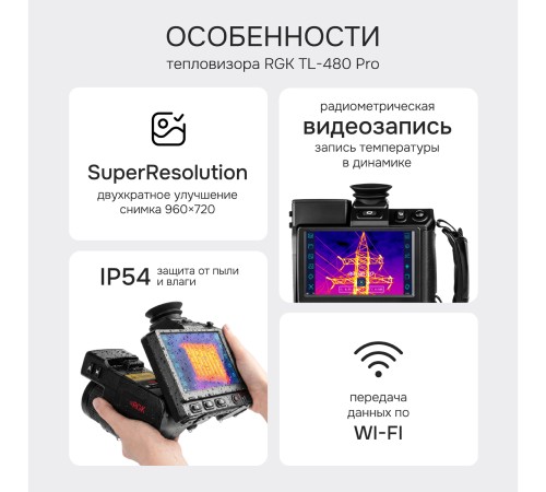 Тепловизор RGK TL-480 Pro в комплекте с телеобъективами 12° и 6°