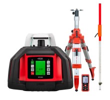 Комплект: ротационный нивелир RGK SP-502 с калибровкой + элевационный штатив RGK SH-170 + рейка RGK LR-2 + дальномер RGK DL100