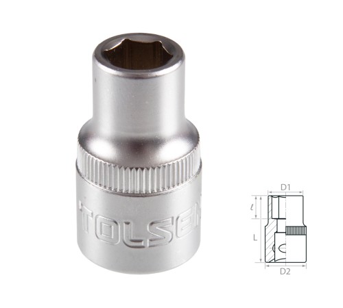 Головка торцевая стандартная шестигранная 1/2", 9 мм TOLSEN TT16509 Головка торцевая стандартная шестигранная 1/2", 9 мм TOLSEN TT16509