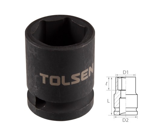 Головка торцевая ударная шестигранная 1/2", 21 мм TOLSEN TT18221 Головка торцевая ударная шестигранная 1/2", 21 мм TOLSEN TT18221