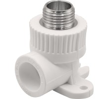 Угольник THERMOLIGHT комбинированный PP-R НР с креплением 20х1/2" белый (15/105)