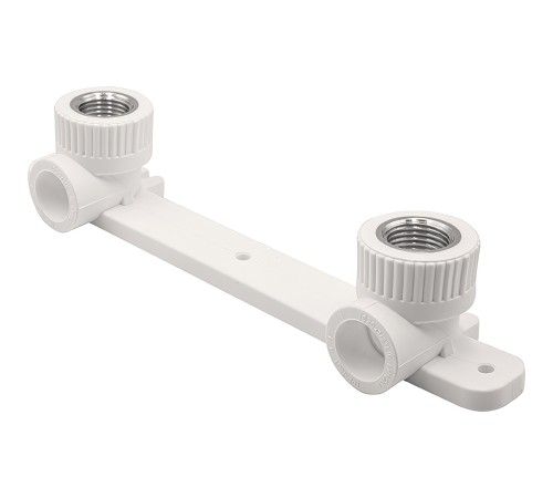 Угольник THERMOLIGHT комбинированный PP-R ВР с креплением двойной 20х1/2" белый (5/40) Угольник THERMOLIGHT комбинированный PP-R ВР с креплением двойной 20х1/2" белый (5/40)