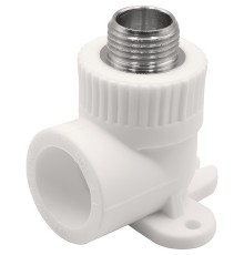 Угольник THERMOLIGHT комбинированный PP-R НР с креплением 25х1/2" белый (10/100) Угольник THERMOLIGHT комбинированный PP-R НР с креплением 25х1/2" белый (10/100)