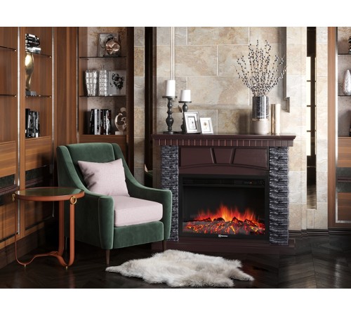 Портал Firelight Porto 25 камень черный, шпон венге Портал Firelight Porto 25 камень черный, шпон венге