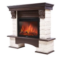 Портал Firelight Forte 25S камень белый, шпон темный дуб Портал Firelight Forte 25S камень белый, шпон темный дуб