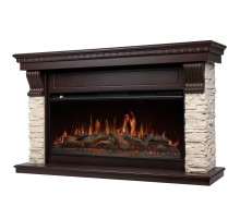 Портал Firelight Michigan 42/40/36, камень молочный, шпон темный дуб Портал Firelight Michigan 42/40/36, камень молочный, шпон темный дуб