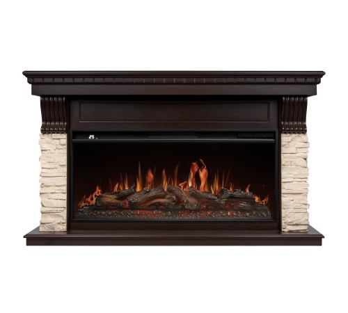 Портал Firelight Michigan 42/40/36, камень молочный, шпон темный дуб Портал Firelight Michigan 42/40/36, камень молочный, шпон темный дуб