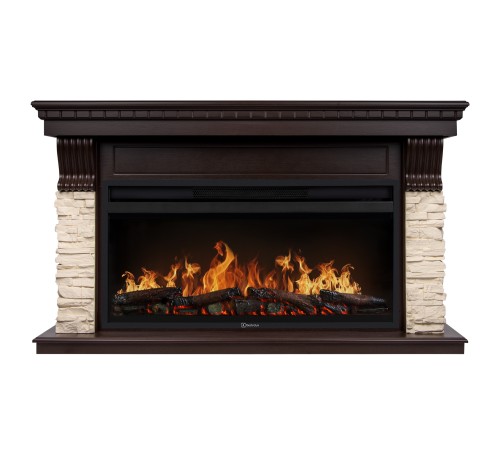 Портал Firelight Michigan 42/40/36, камень молочный, шпон темный дуб Портал Firelight Michigan 42/40/36, камень молочный, шпон темный дуб