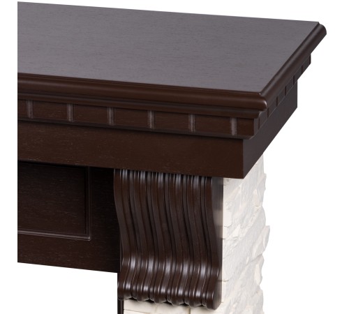 Портал Firelight Michigan 42/40/36, камень молочный, шпон темный дуб Портал Firelight Michigan 42/40/36, камень молочный, шпон темный дуб