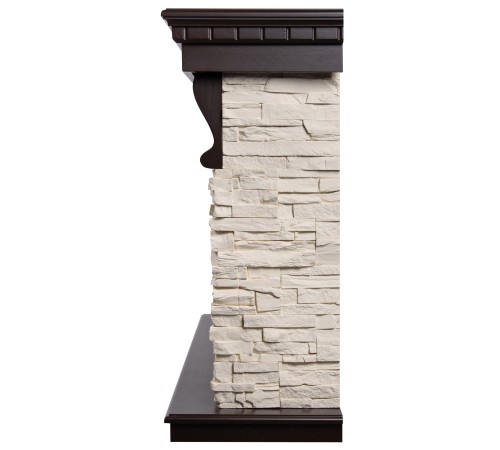 Портал Firelight Michigan 60, камень молочный, шпон темный дуб Портал Firelight Michigan 60, камень молочный, шпон темный дуб