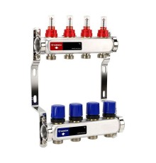 Группа коллекторная с расх. VARMEGA VM15104 ВР 1", под 130 насос, на 4 конт. 3/4" EK, нерж. сталь
