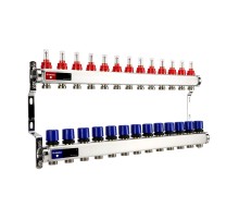 Группа коллекторная с расх. VARMEGA VM15113 ВР 1", под 130 насос, на 13 конт. 3/4" EK, нерж. сталь Группа коллекторная с расх. VARMEGA VM15113 ВР 1", под 130 насос, на 13 конт. 3/4" EK, нерж. сталь