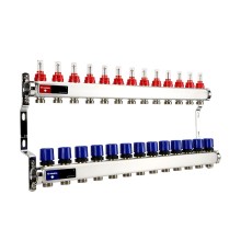 Группа коллекторная с расх. VARMEGA VM15113 ВР 1", под 130 насос, на 13 конт. 3/4" EK, нерж. сталь