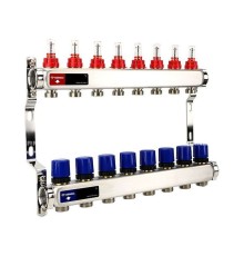 Группа коллекторная с расх. VARMEGA VM15108 ВР 1", под 130 насос, на 8 конт. 3/4" EK, нерж. сталь