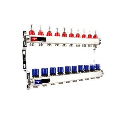 Группа коллекторная с расх. VARMEGA VM15110 ВР 1", под 130 насос, на 10 конт. 3/4" EK, нерж. сталь Группа коллекторная с расх. VARMEGA VM15110 ВР 1", под 130 насос, на 10 конт. 3/4" EK, нерж. сталь