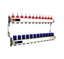 Группа коллекторная с расх. VARMEGA VM15112 ВР 1", под 130 насос, на 12 конт. 3/4" EK, нерж. сталь Группа коллекторная с расх. VARMEGA VM15112 ВР 1", под 130 насос, на 12 конт. 3/4" EK, нерж. сталь